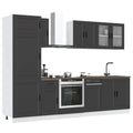 Conjunto de armarios de cocina "Porto" de 8 piezas de madera de ingeniería de roble ahumado