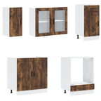 Conjunto de armarios de cocina "Porto" de 8 piezas de madera de ingeniería de roble ahumado