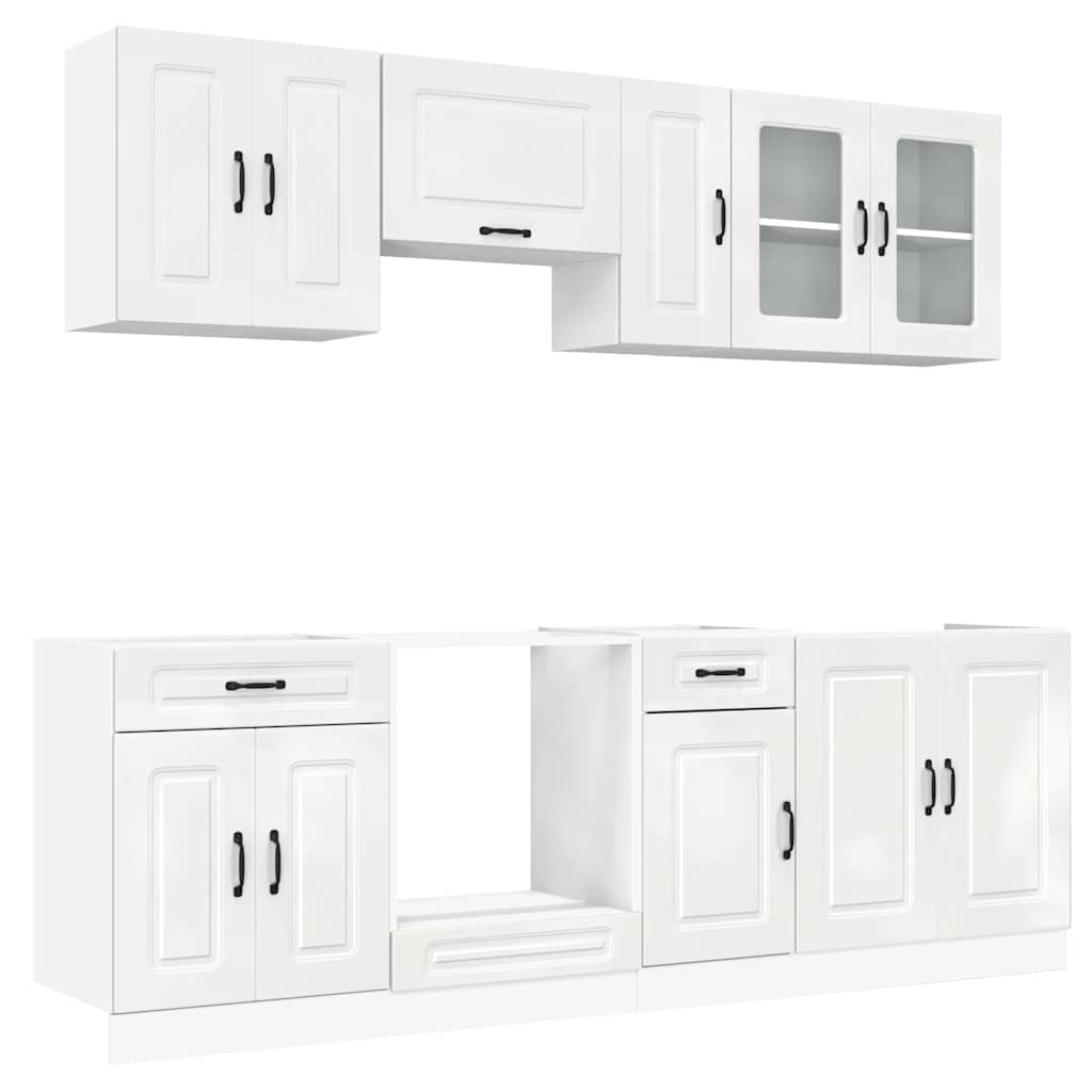 Mueble cocina Kalmar blanco de alto brillo 8 pzas
