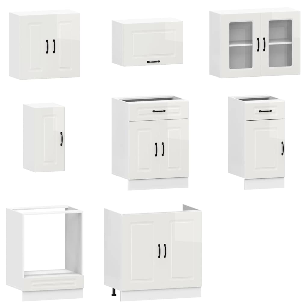 Mueble cocina Kalmar blanco de alto brillo 8 pzas