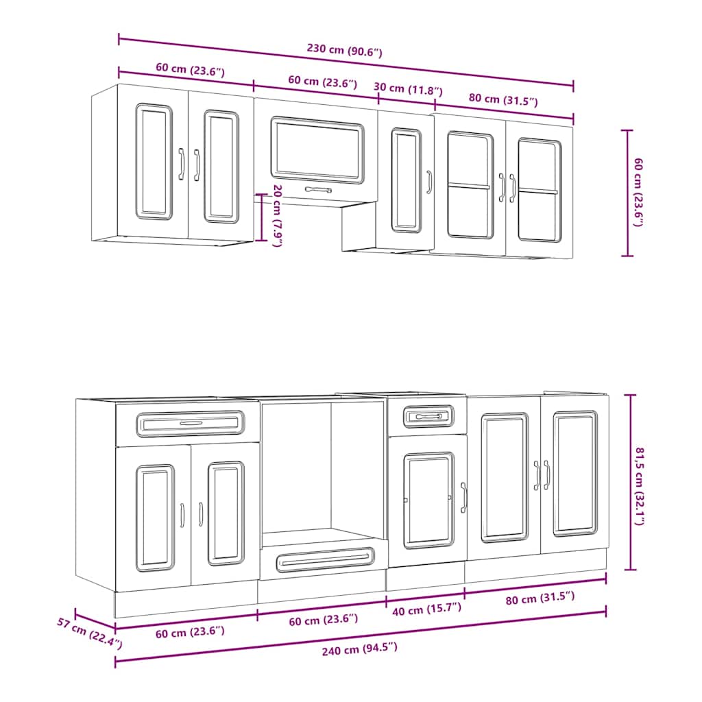 Mueble cocina Kalmar blanco de alto brillo 8 pzas