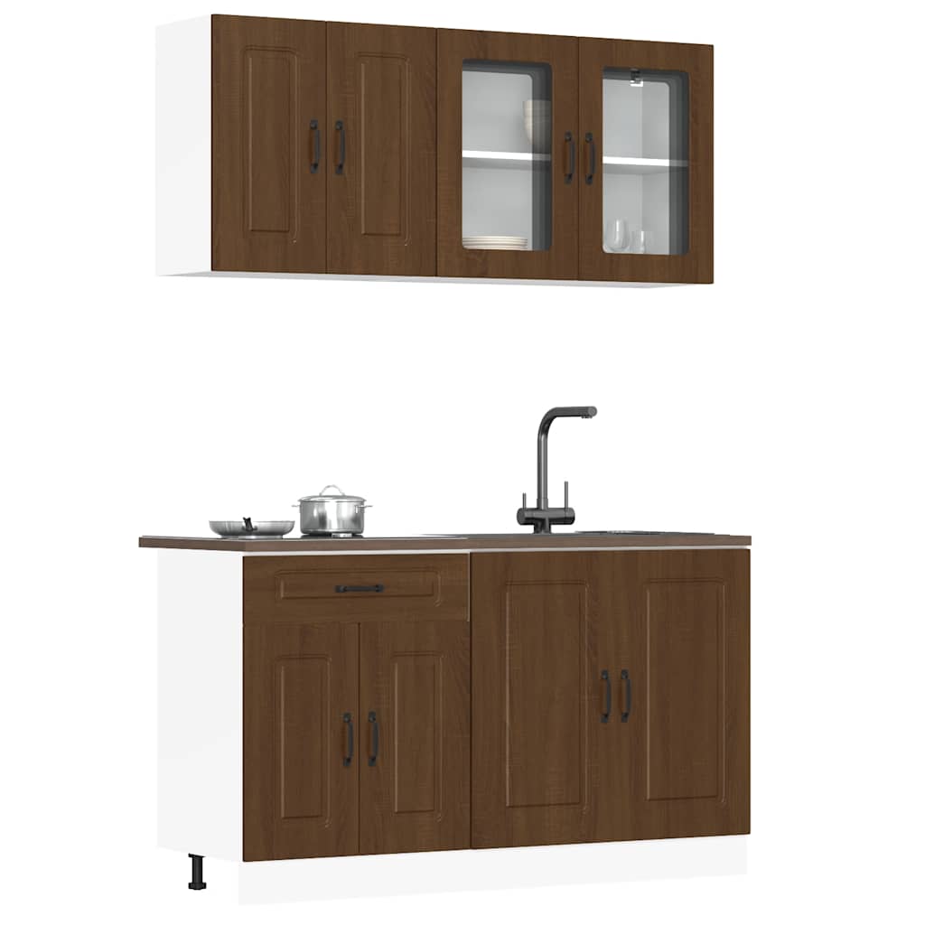 "Lucca" 4-Piece Engineered Wood Black Kitchen Cabinet Set