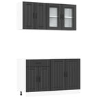 Conjunto de armarios de cocina "Lucca" de 4 piezas de madera de ingeniería negra