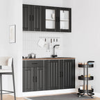 Conjunto de armarios de cocina "Lucca" de 4 piezas de madera de ingeniería negra