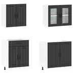 Conjunto de armarios de cocina "Lucca" de 4 piezas de madera de ingeniería negra