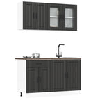 Conjunto de armarios de cocina "Lucca" de 4 piezas de madera de ingeniería negra