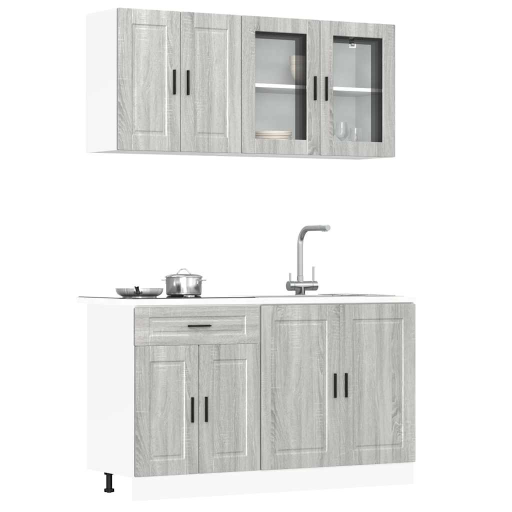"Lucca" 4-Piece Engineered Wood Black Kitchen Cabinet Set