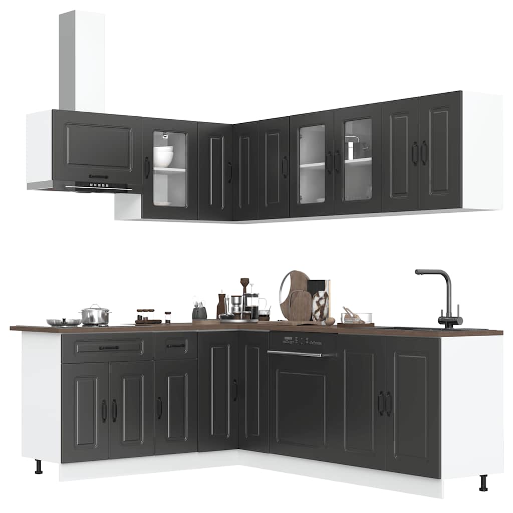 "Lyon" 11-Piece Engineered Wood White Kitchen Cabinet Set