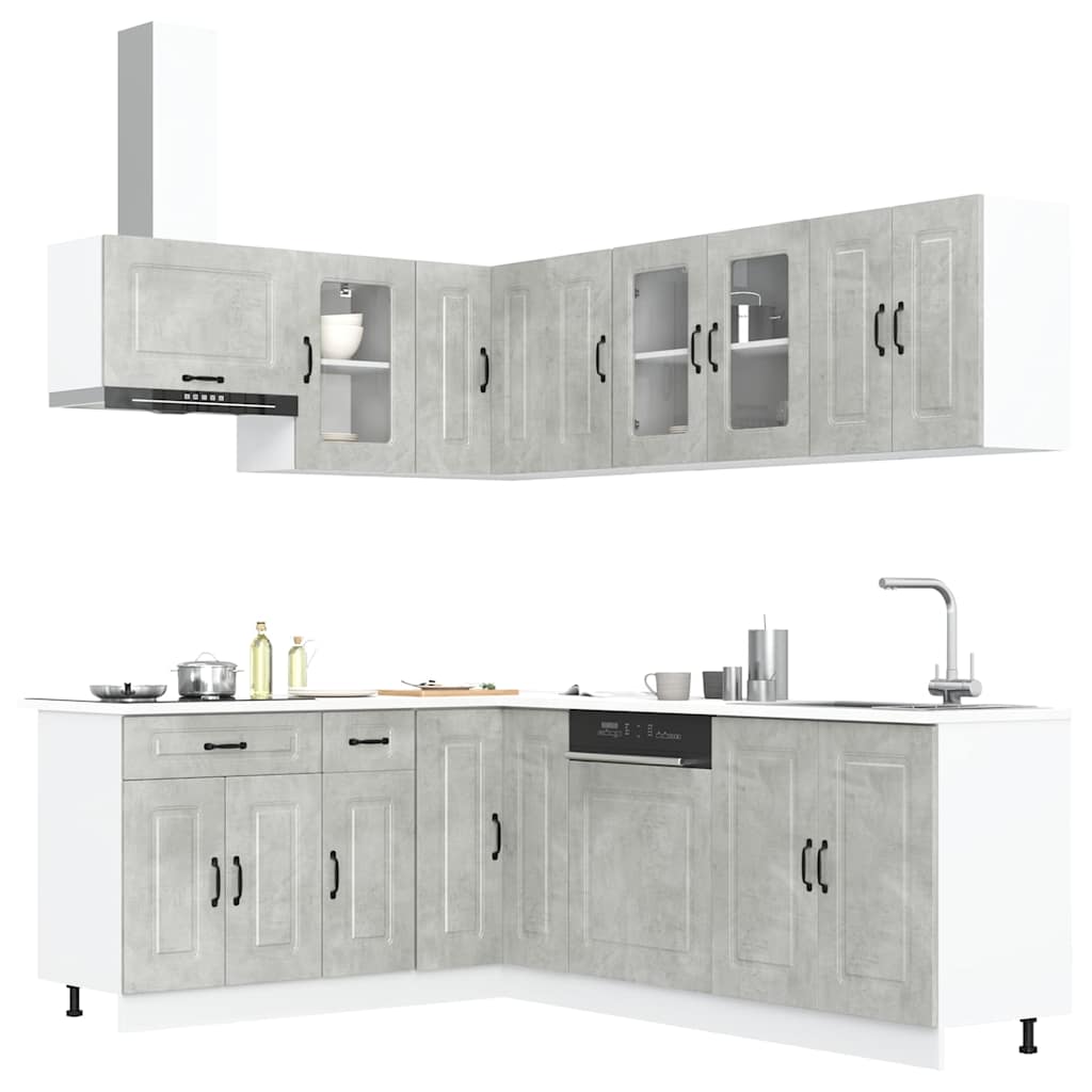 "Lyon" 11-Piece Engineered Wood White Kitchen Cabinet Set