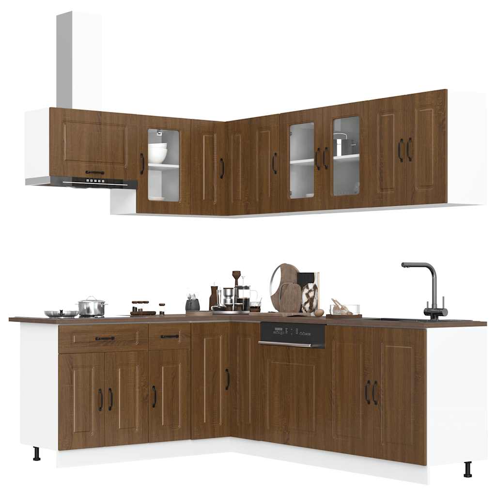 "Lyon" 11-Piece Engineered Wood White Kitchen Cabinet Set