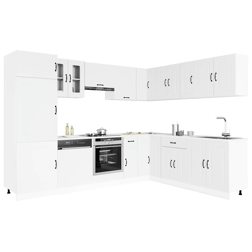 Mueble de cocina Kalmar blanco 14 piezas madera contrachapada