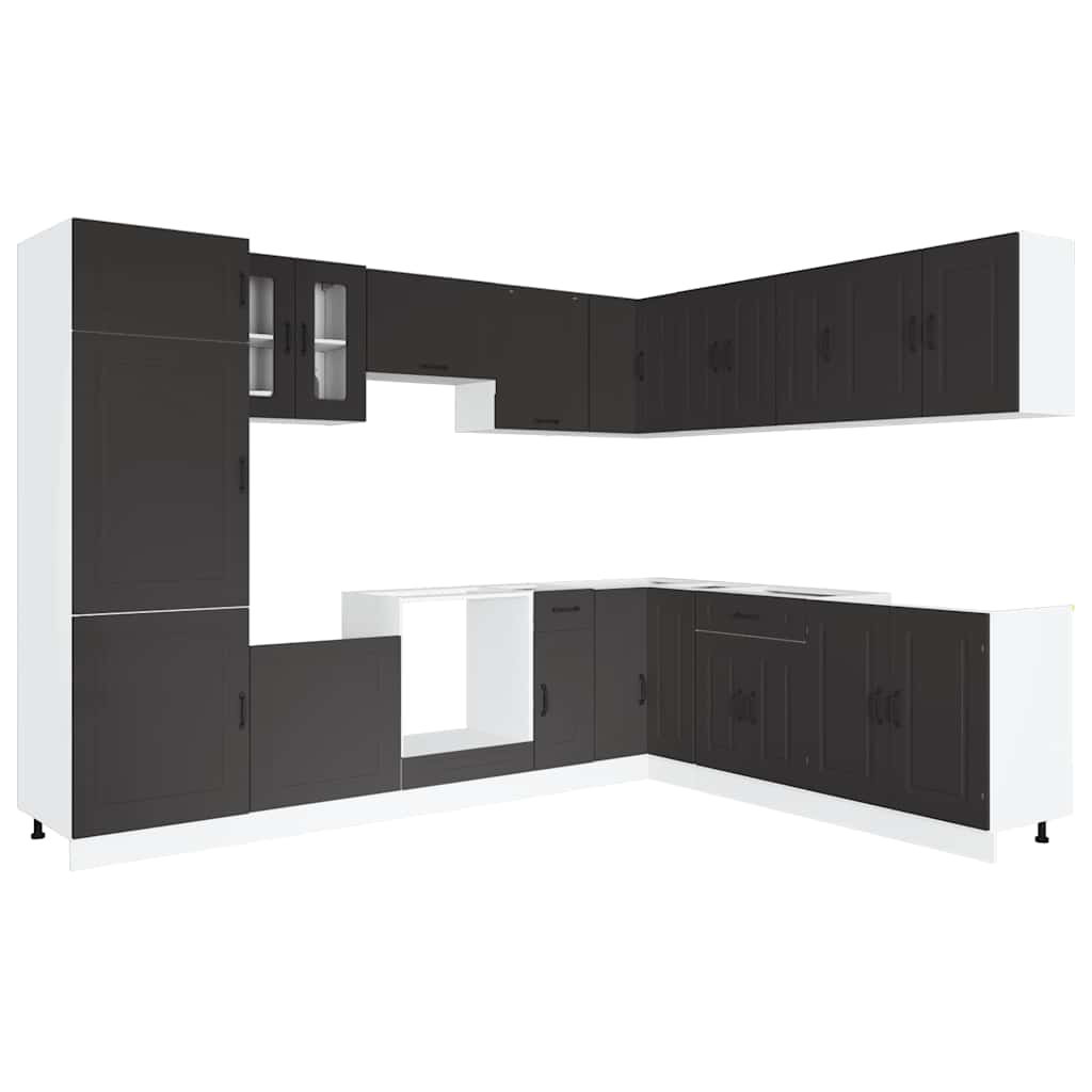 Mueble de cocina Kalmar negra 14 piezas madera contrachapada