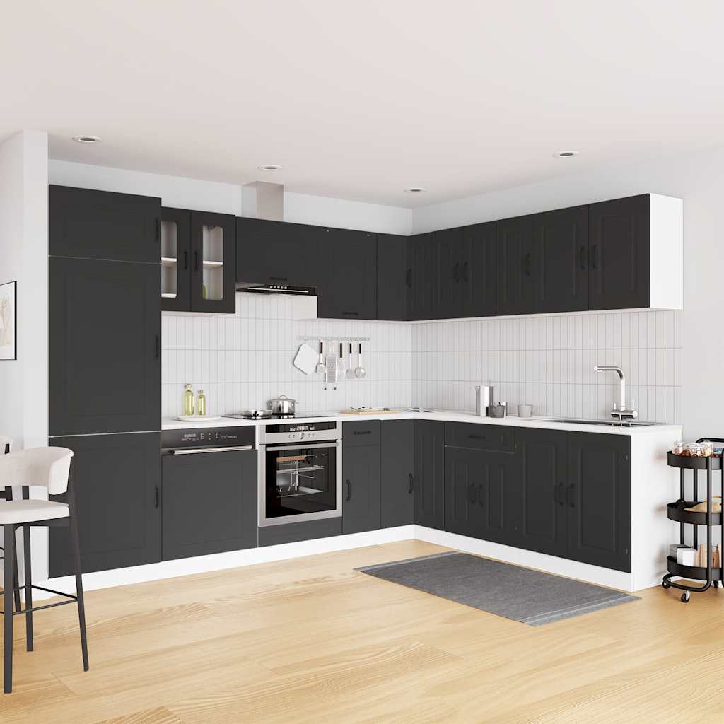Mueble de cocina Kalmar negra 14 piezas madera contrachapada