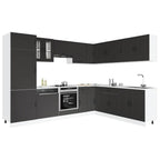 Mueble de cocina Kalmar negra 14 piezas madera contrachapada