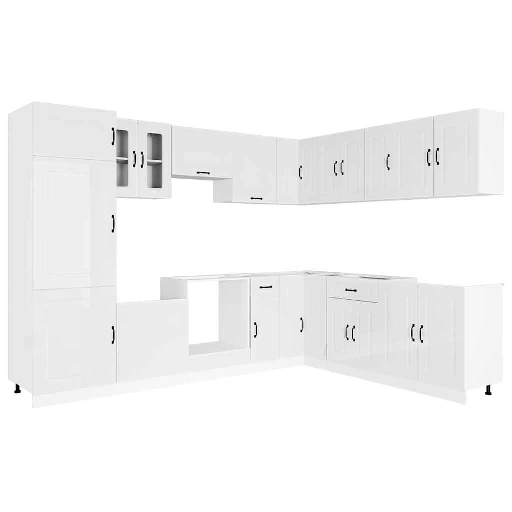 Mueble cocina Kalmar blanco brillo 14 pzas madera contrachapada