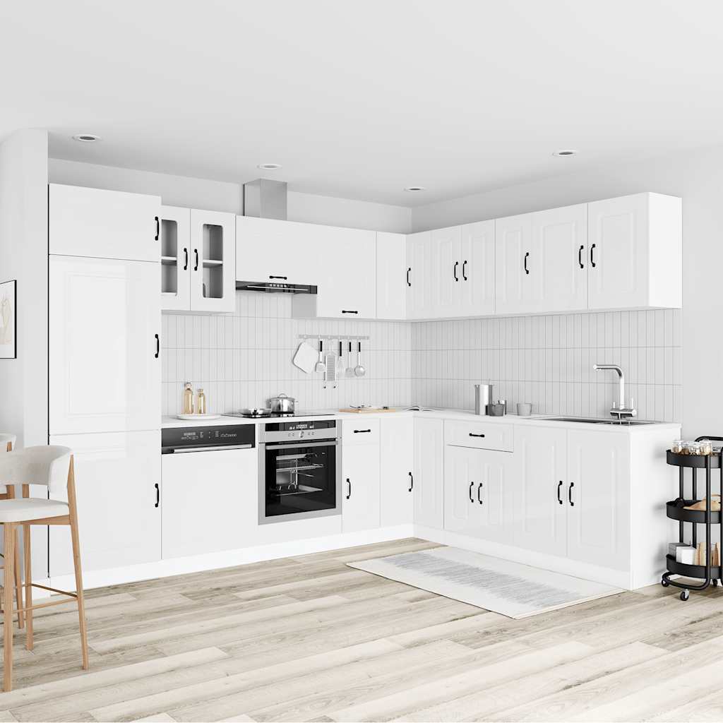 Mueble cocina Kalmar blanco brillo 14 pzas madera contrachapada