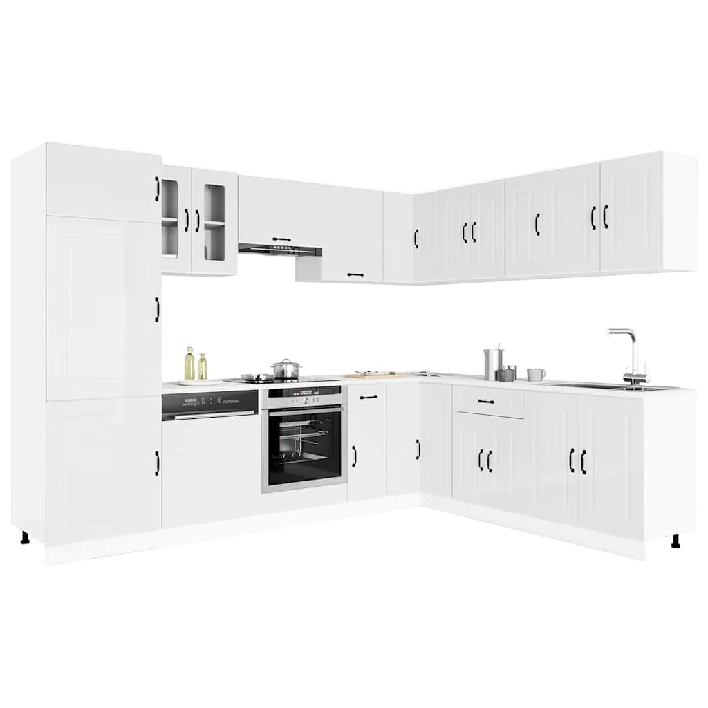 Mueble cocina Kalmar blanco brillo 14 pzas madera contrachapada