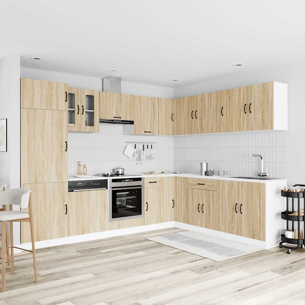 Mueble cocina Kalmar roble sonoma 14 pzas madera contrachapada