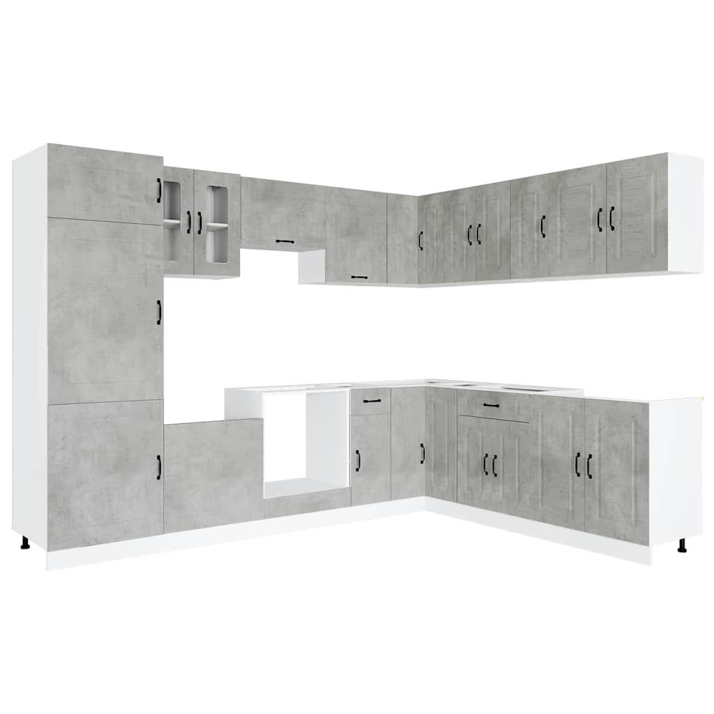 Mueble cocina Kalmar gris hormigón 14 pzas madera contrachapada