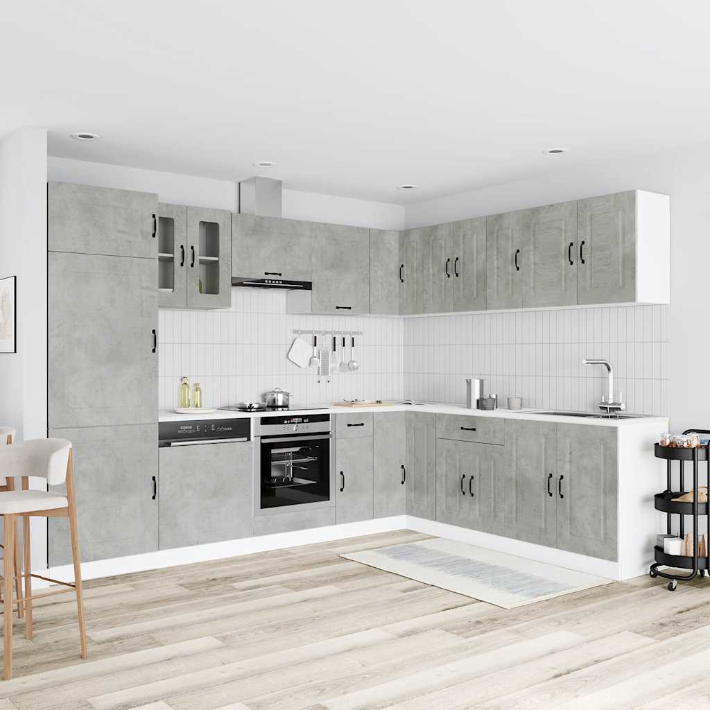 Mueble cocina Kalmar gris hormigón 14 pzas madera contrachapada
