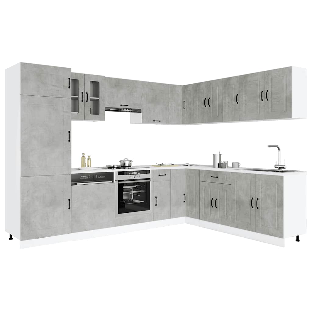 Mueble cocina Kalmar gris hormigón 14 pzas madera contrachapada