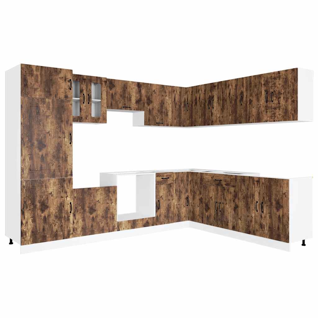 Mueble cocina Kalmar roble ahumado 14 pzas madera contrachapada