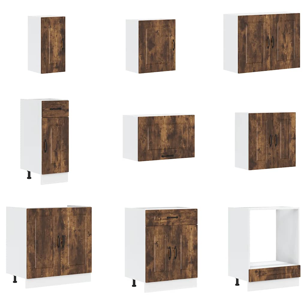 Mueble cocina Kalmar roble ahumado 14 pzas madera contrachapada