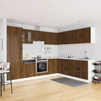 Conjunto de armarios de cocina de 14 piezas "Kalmar" de madera de ingeniería de roble marrón