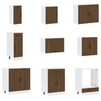 Conjunto de armarios de cocina de 14 piezas "Kalmar" de madera de ingeniería de roble marrón