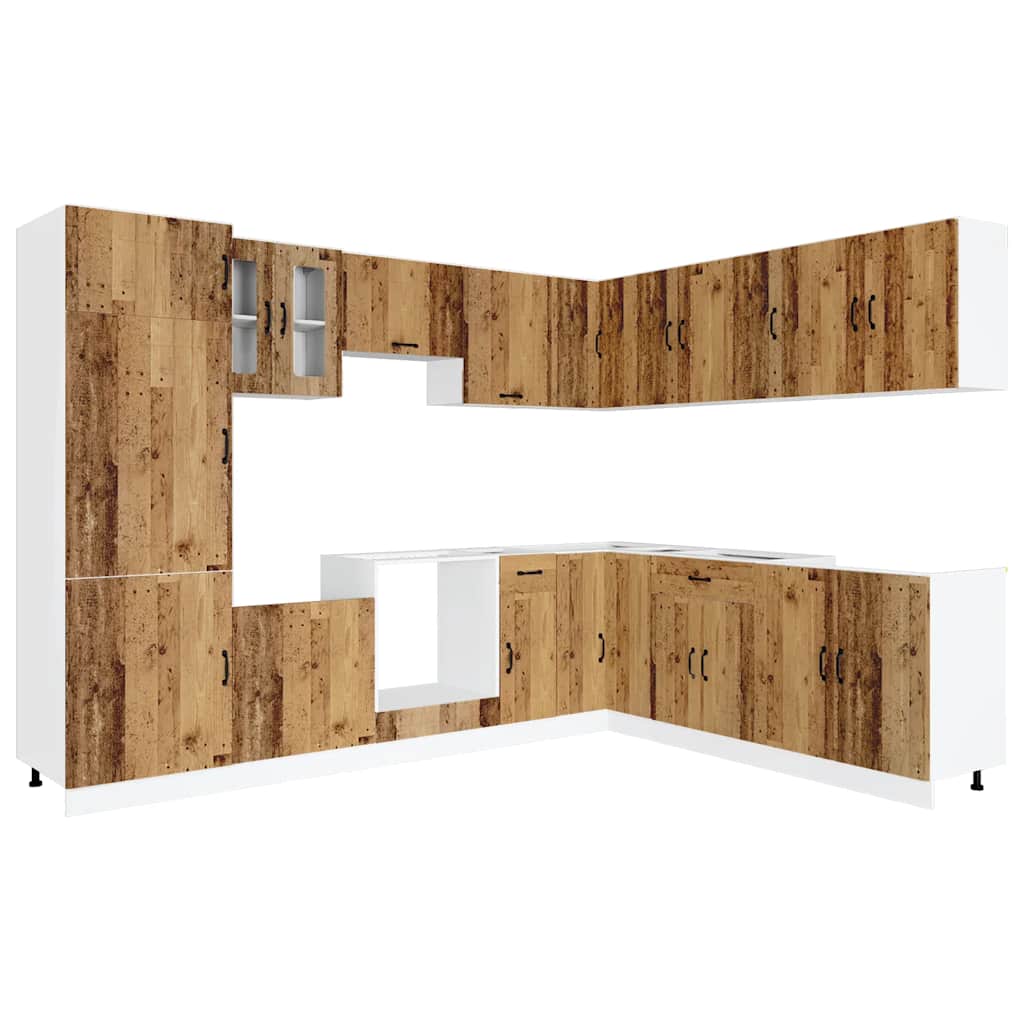 Mueble cocina Kalmar madera vieja 14 pzas madera contrachapada