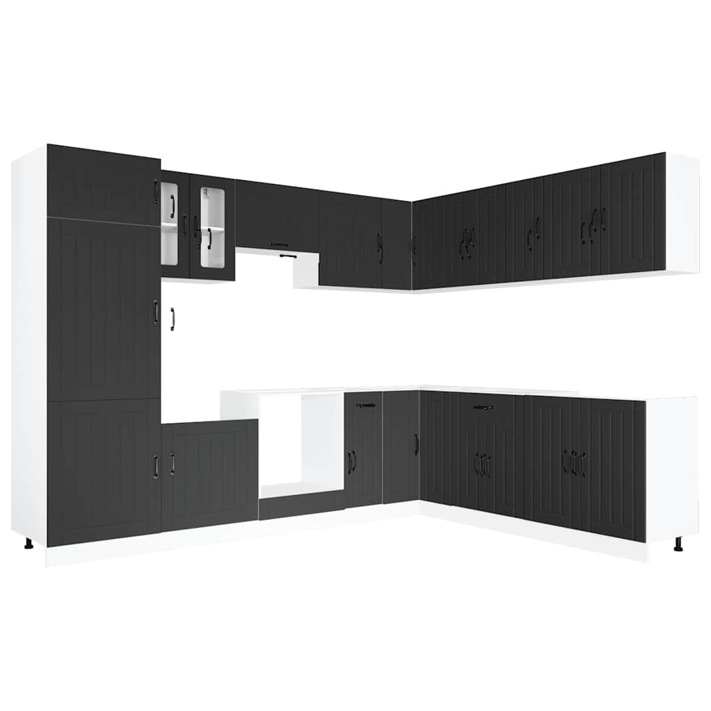 Mueble de cocina Lucca negra 14 piezas madera contrachapada