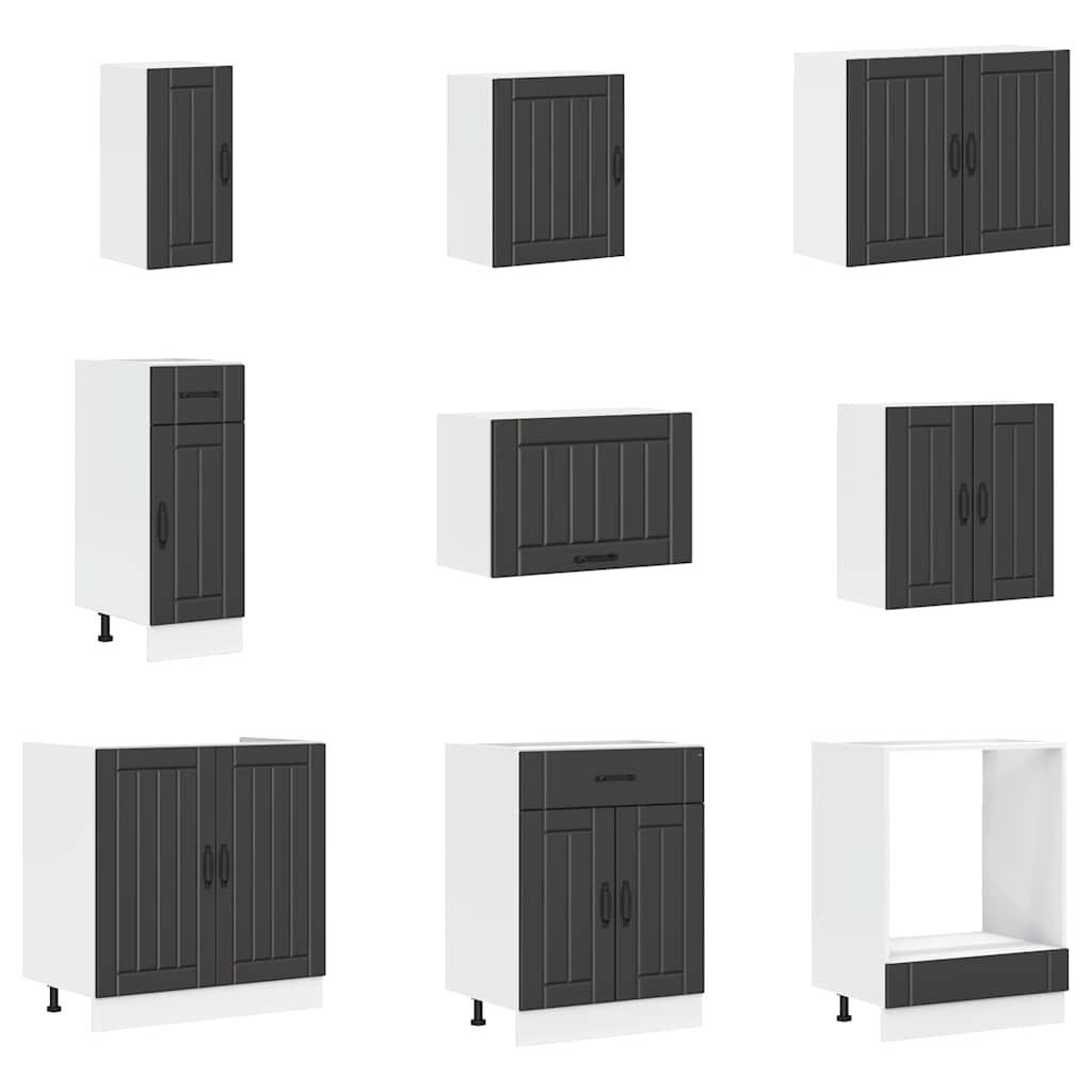 Mueble de cocina Lucca negra 14 piezas madera contrachapada