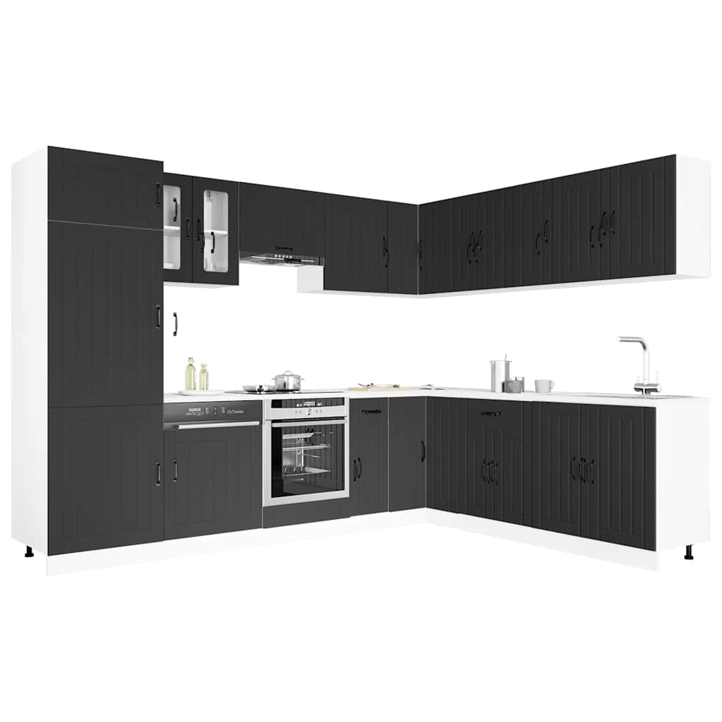 Mueble de cocina Lucca negra 14 piezas madera contrachapada