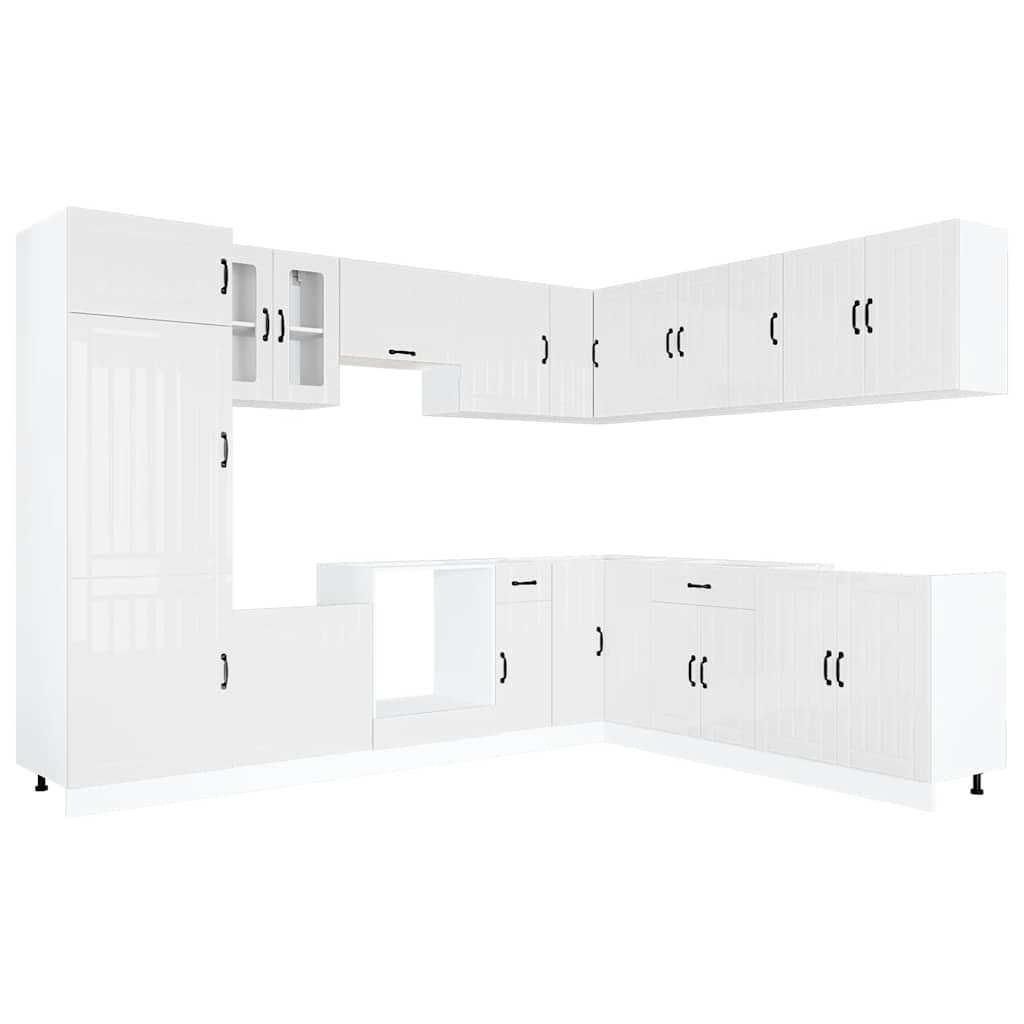 Mueble cocina Lucca blanco brillo 14 pzas madera contrachapada