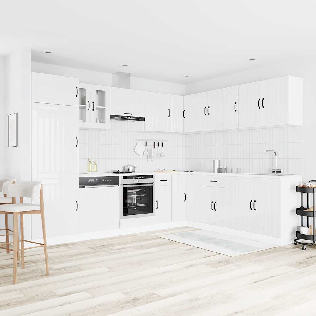 Mueble cocina Lucca blanco brillo 14 pzas madera contrachapada