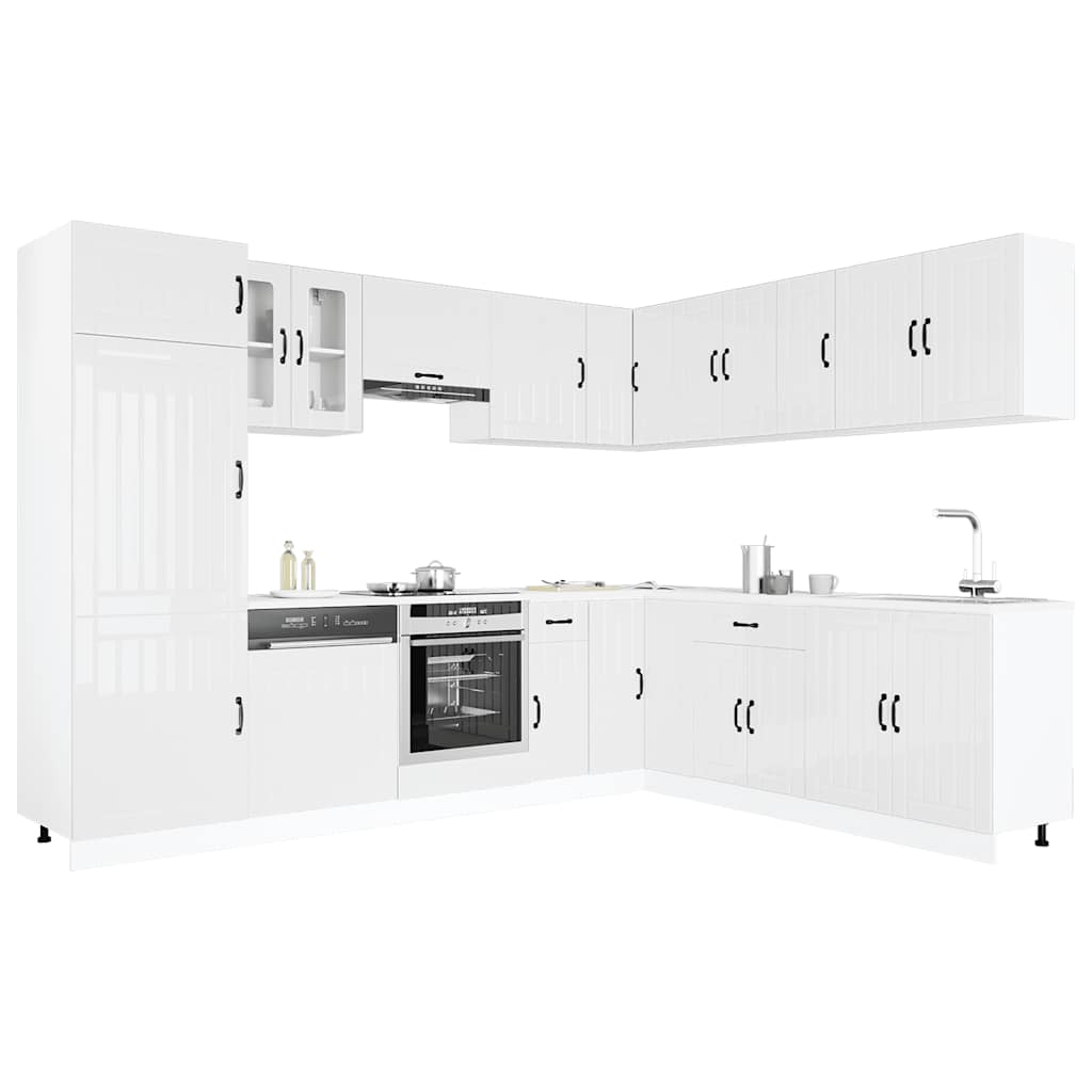 Mueble cocina Lucca blanco brillo 14 pzas madera contrachapada