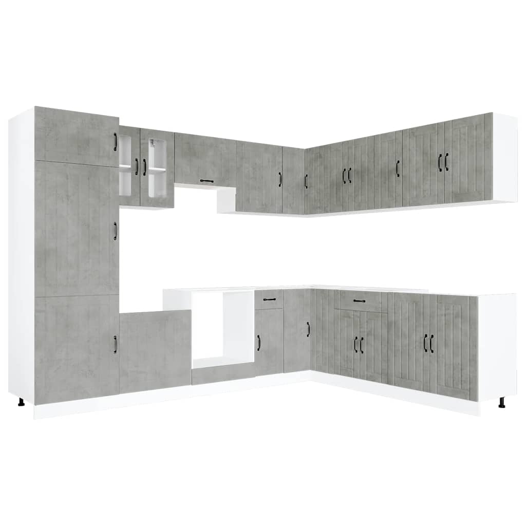 Mueble cocina Lucca gris hormigón 14 pzas madera contrachapada