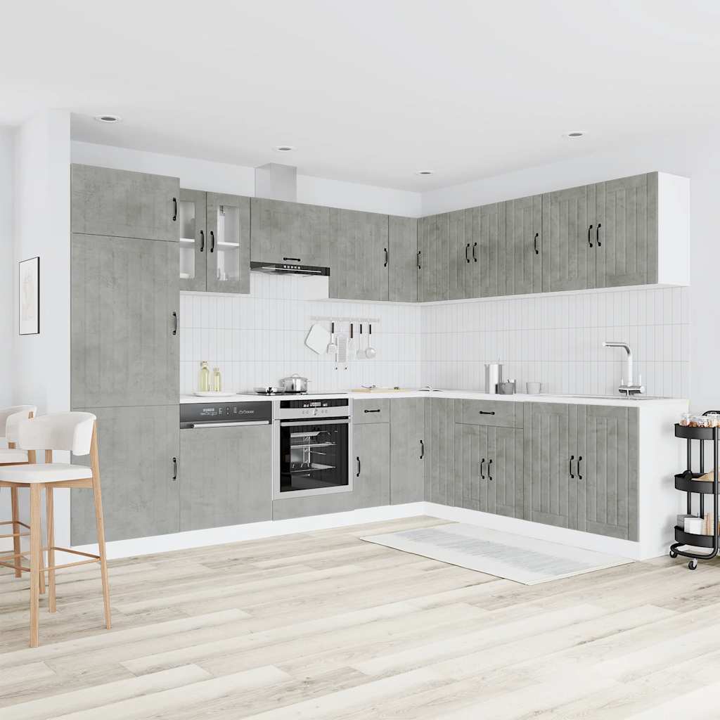 Mueble cocina Lucca gris hormigón 14 pzas madera contrachapada