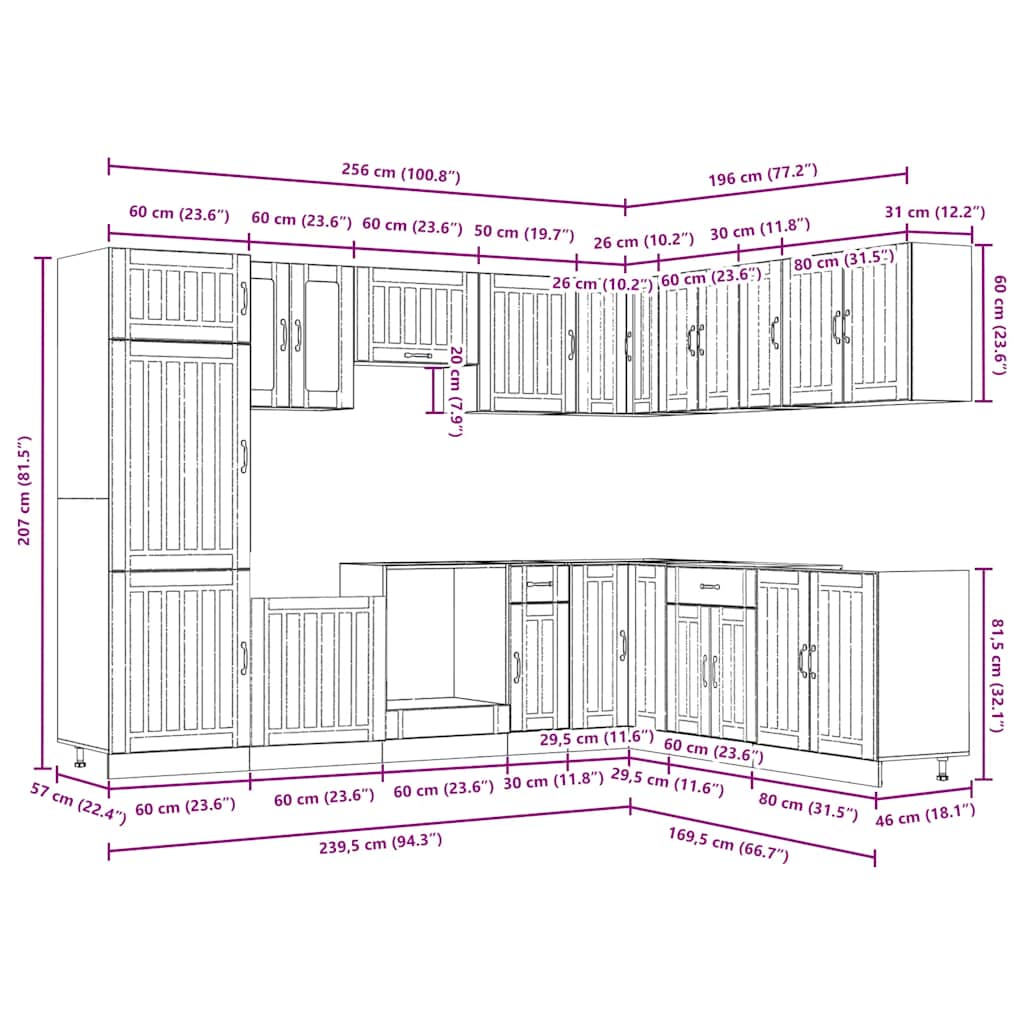 Mueble cocina Lucca sonoma gris 14 pzas madera contrachapada