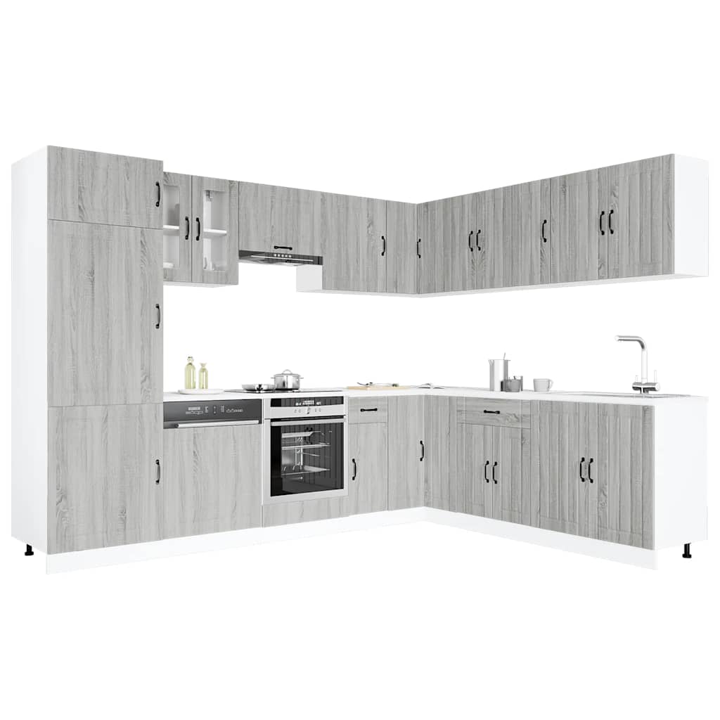 Mueble cocina Lucca sonoma gris 14 pzas madera contrachapada