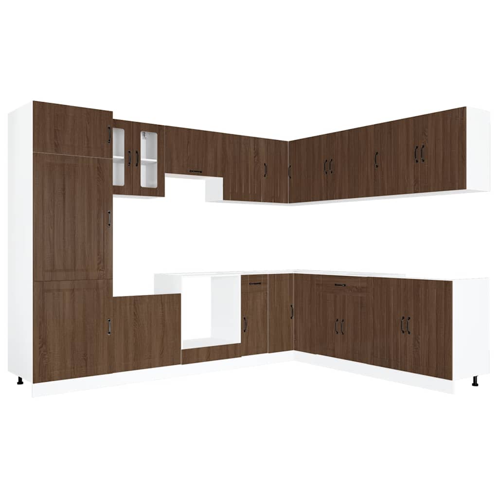 Mueble cocina Lucca roble marrón 14 pzas madera contrachapada