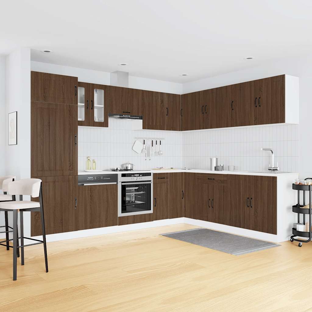 Mueble cocina Lucca roble marrón 14 pzas madera contrachapada