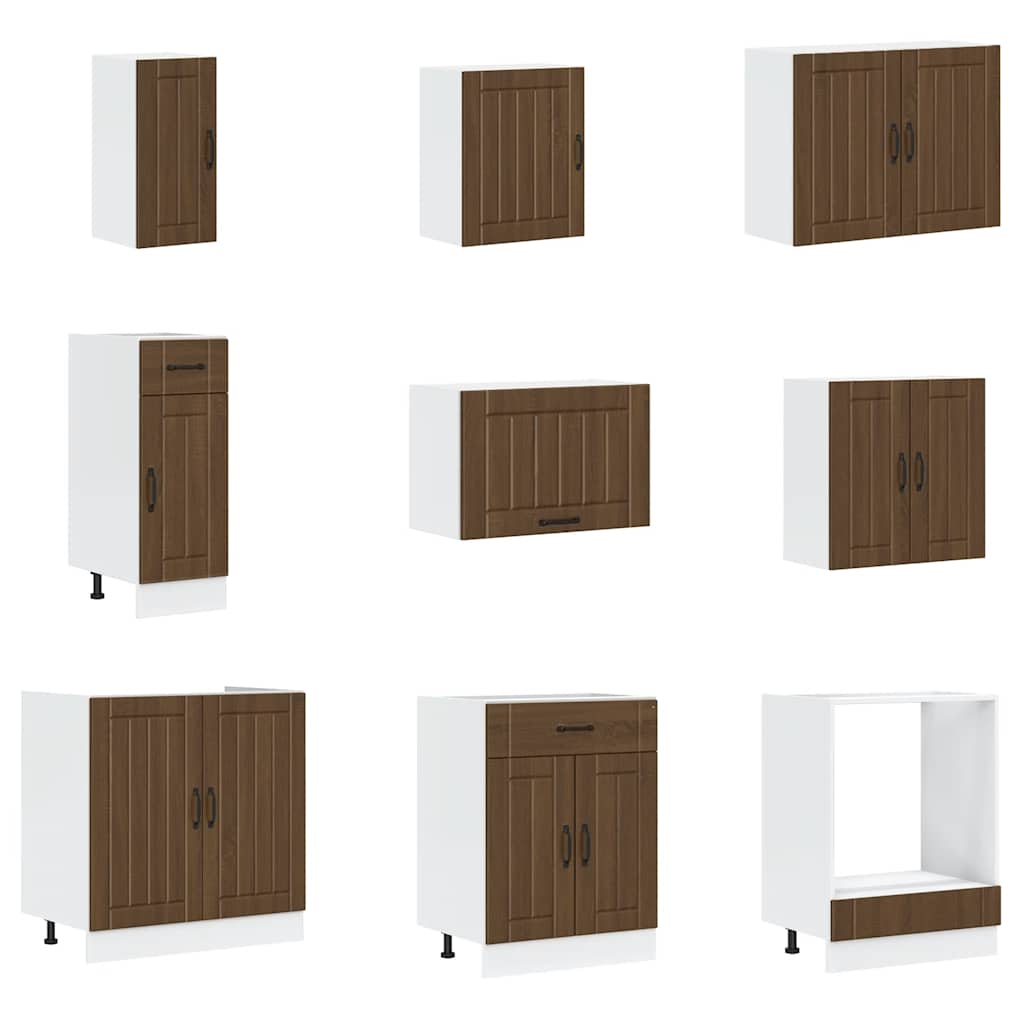 Mueble cocina Lucca roble marrón 14 pzas madera contrachapada