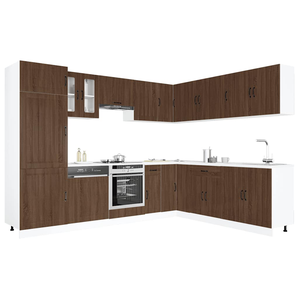 Mueble cocina Lucca roble marrón 14 pzas madera contrachapada