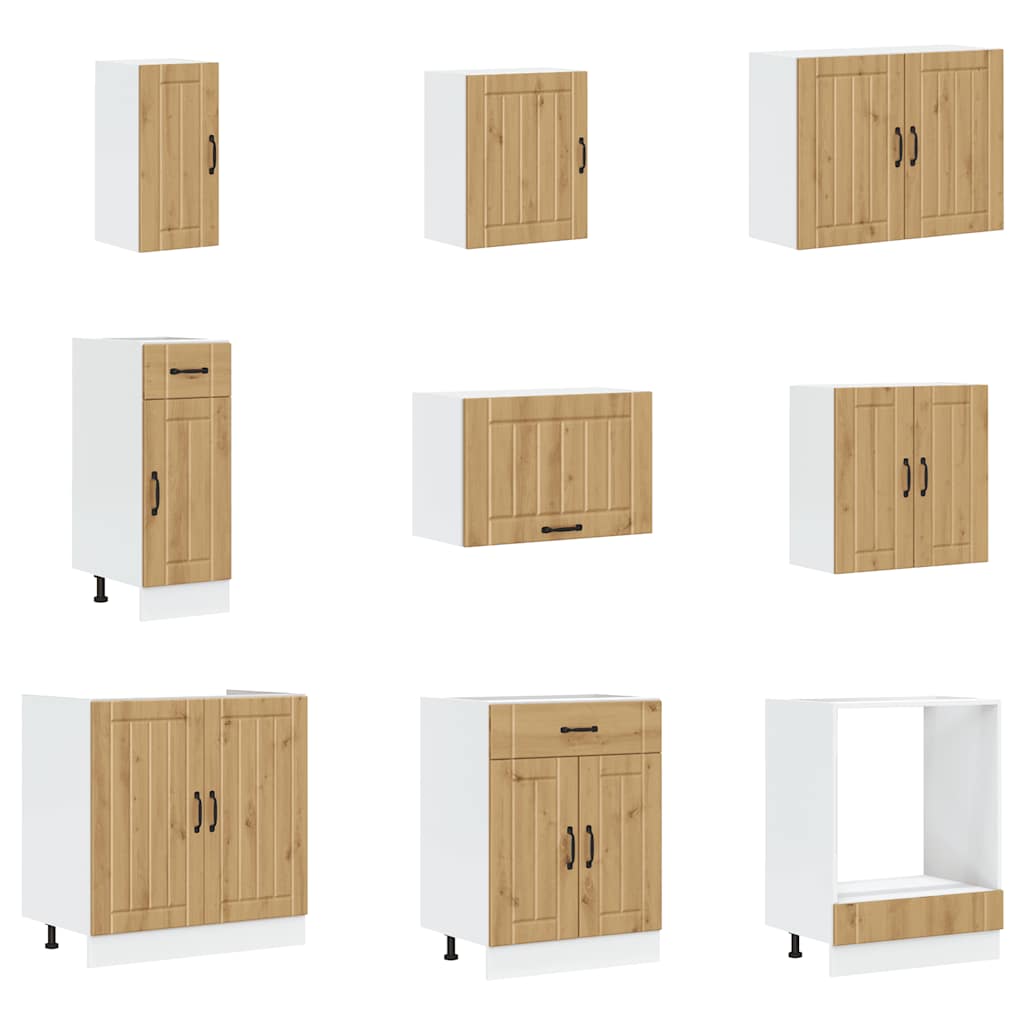 Mueble de cocina Lucca 14 piezas artesanal roble