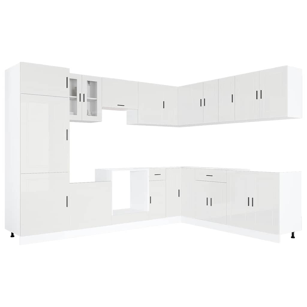 Mueble cocina Porto blanco brillo 14 pzas madera contrachapada