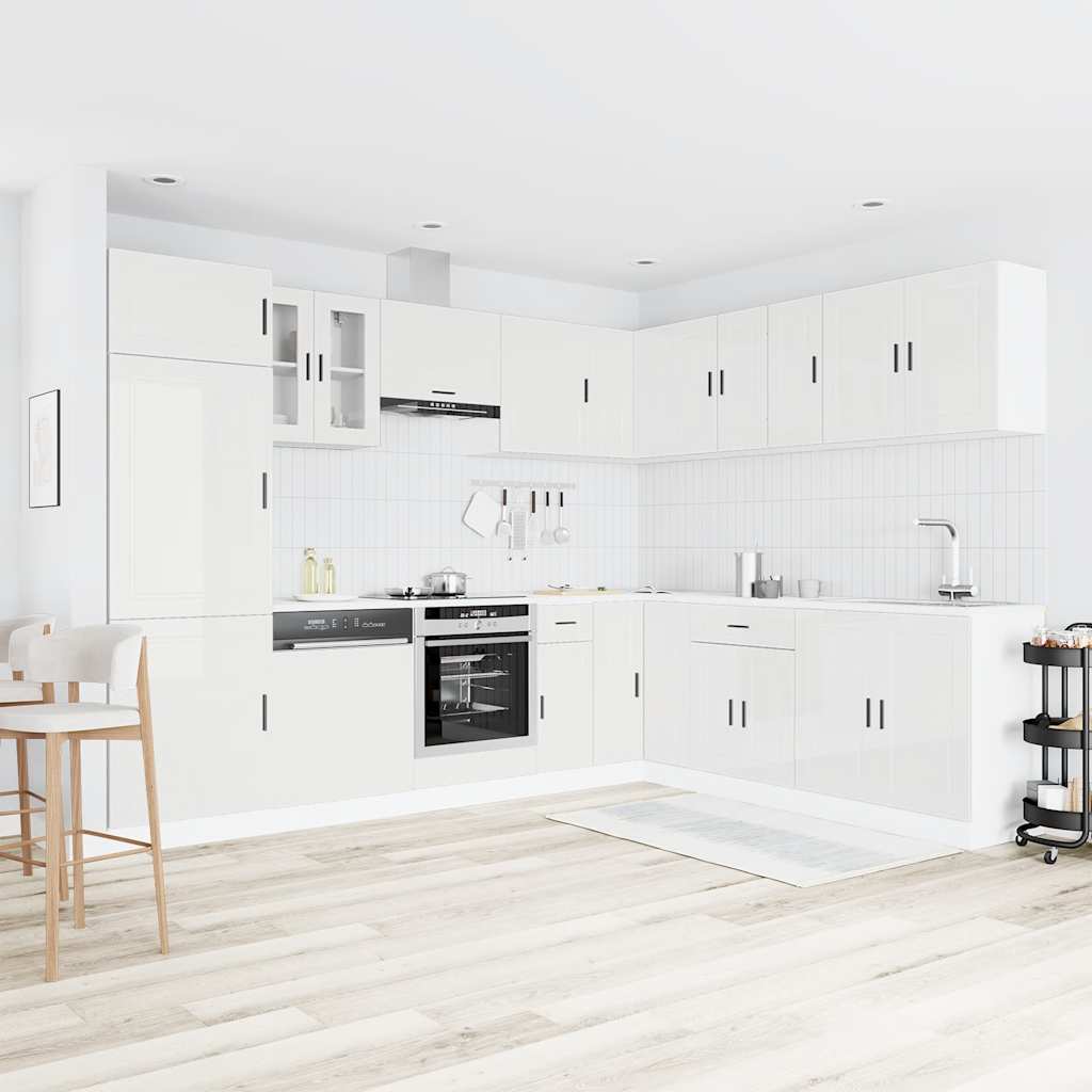 Mueble cocina Porto blanco brillo 14 pzas madera contrachapada