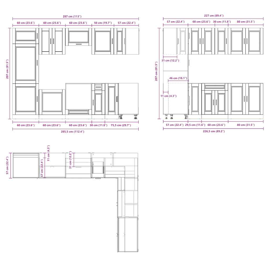 Mueble cocina Porto blanco brillo 14 pzas madera contrachapada