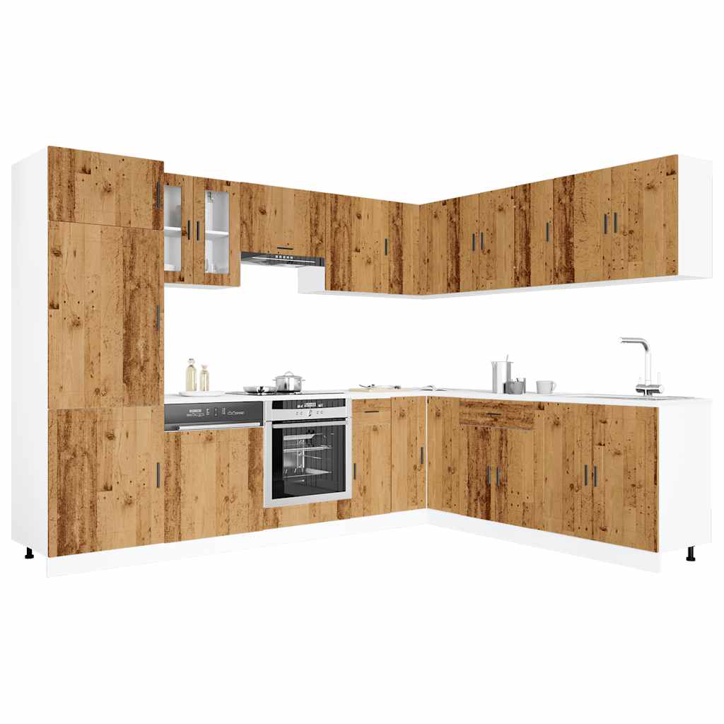 Porto White High Gloss Kitchen Cabinet, 14 pieces, plywood