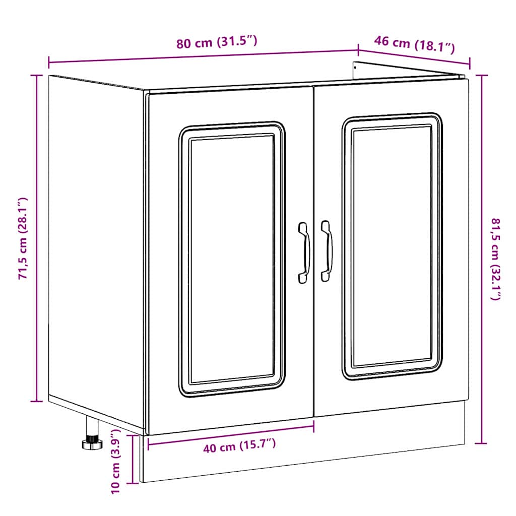 Gabinete de cocina Kalmar 2 pcs Marrón 80 x 46 x 81.5 cm